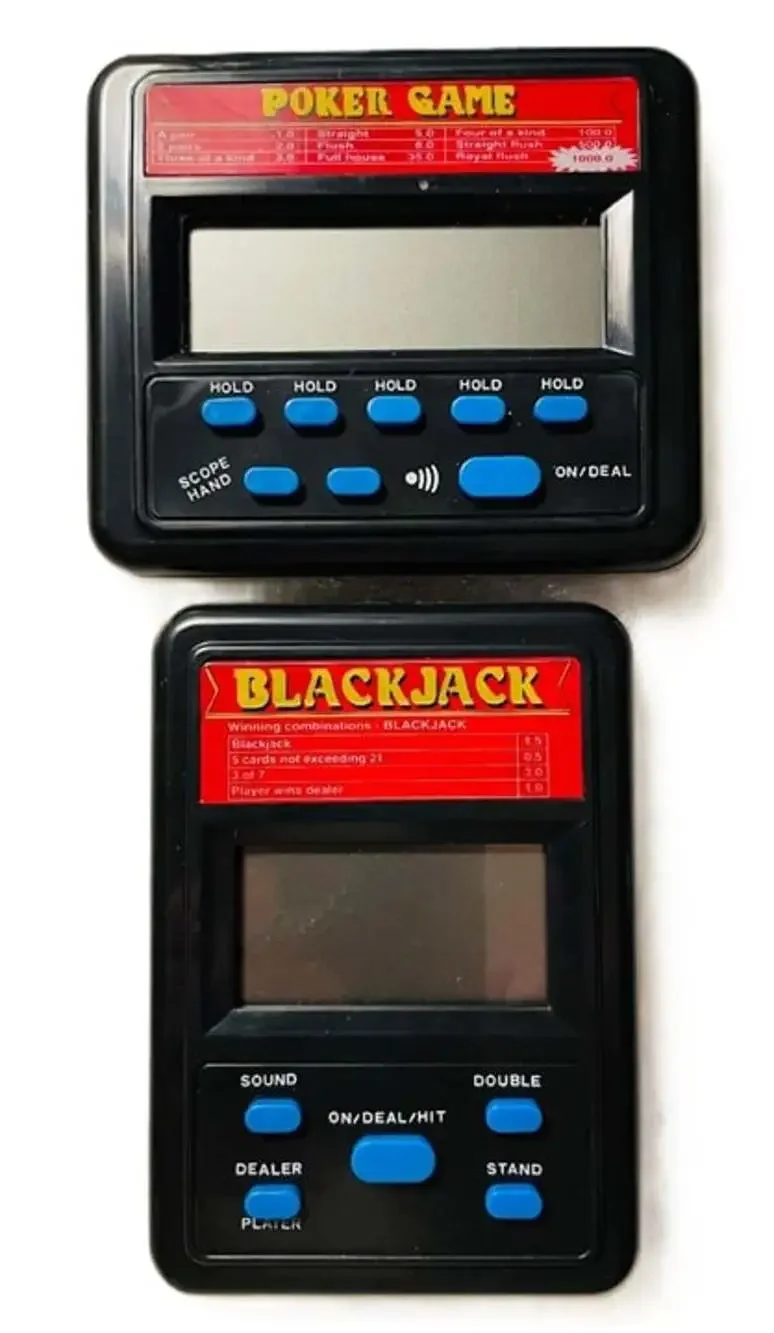 Vintage Handheld Electronic Casino Game Lot (Poker & Blackjack)~Tested & Working
